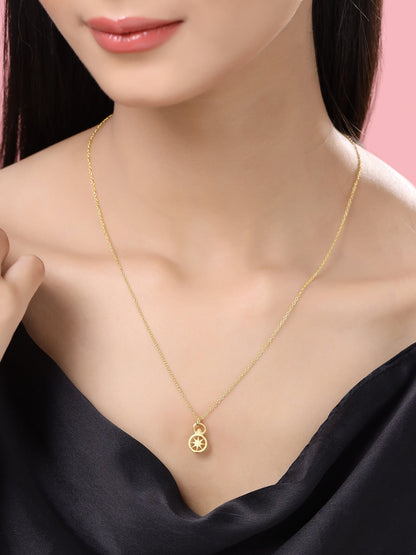 24K Gold Plating Northern Star Good Luck Charm 925 Sterling Silver Pendant For Women