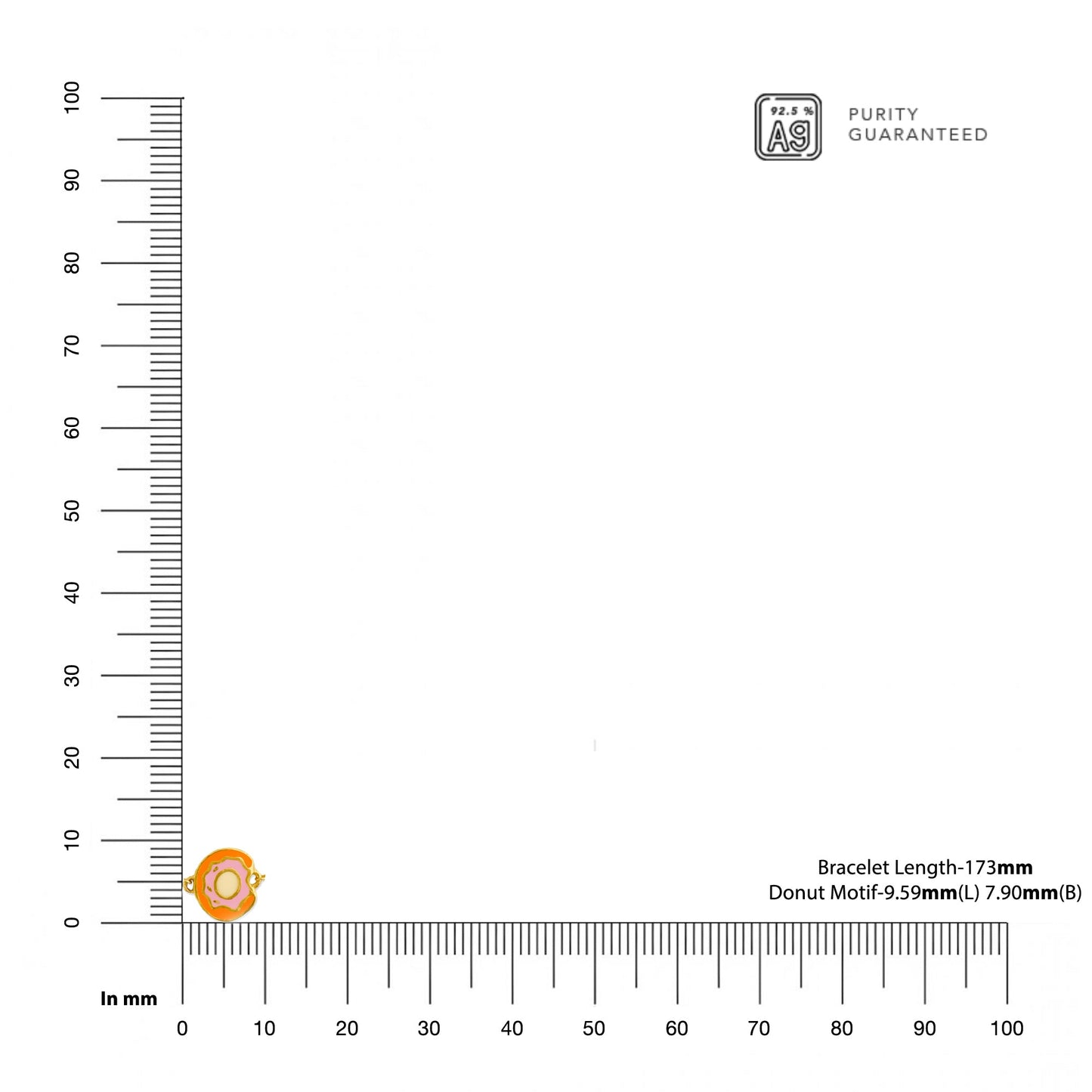 Doughnut 925 Sterling Silver Bracelet For Kids