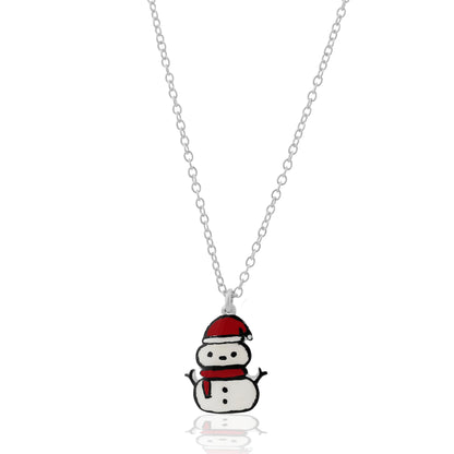 Snowman 925 Sterling Silver Pendant For Kids