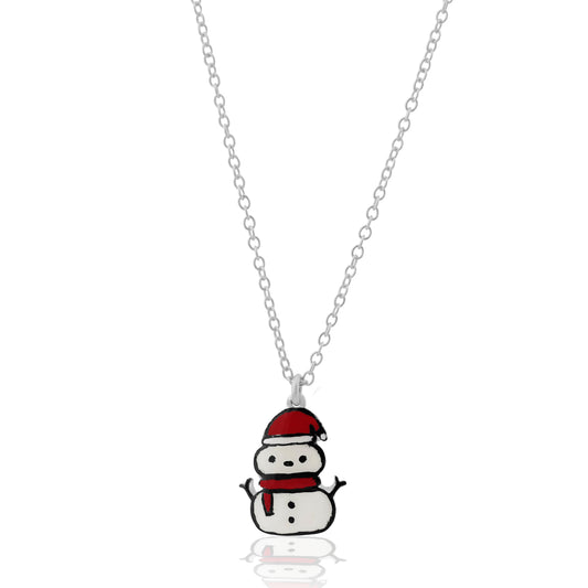 Snowman 925 Sterling Silver Pendant For Kids