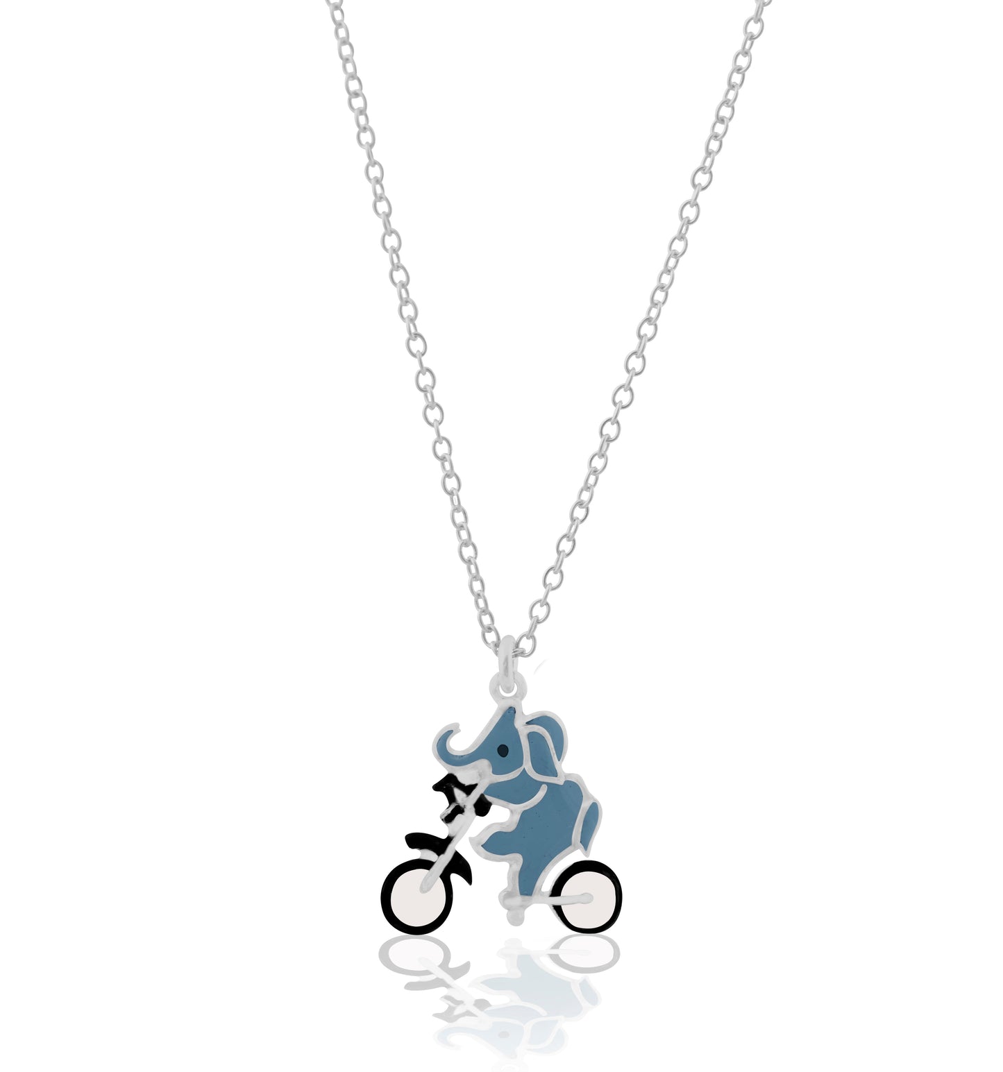 Elephant and Bicycle 925 Sterling Silver Pendant For Kids