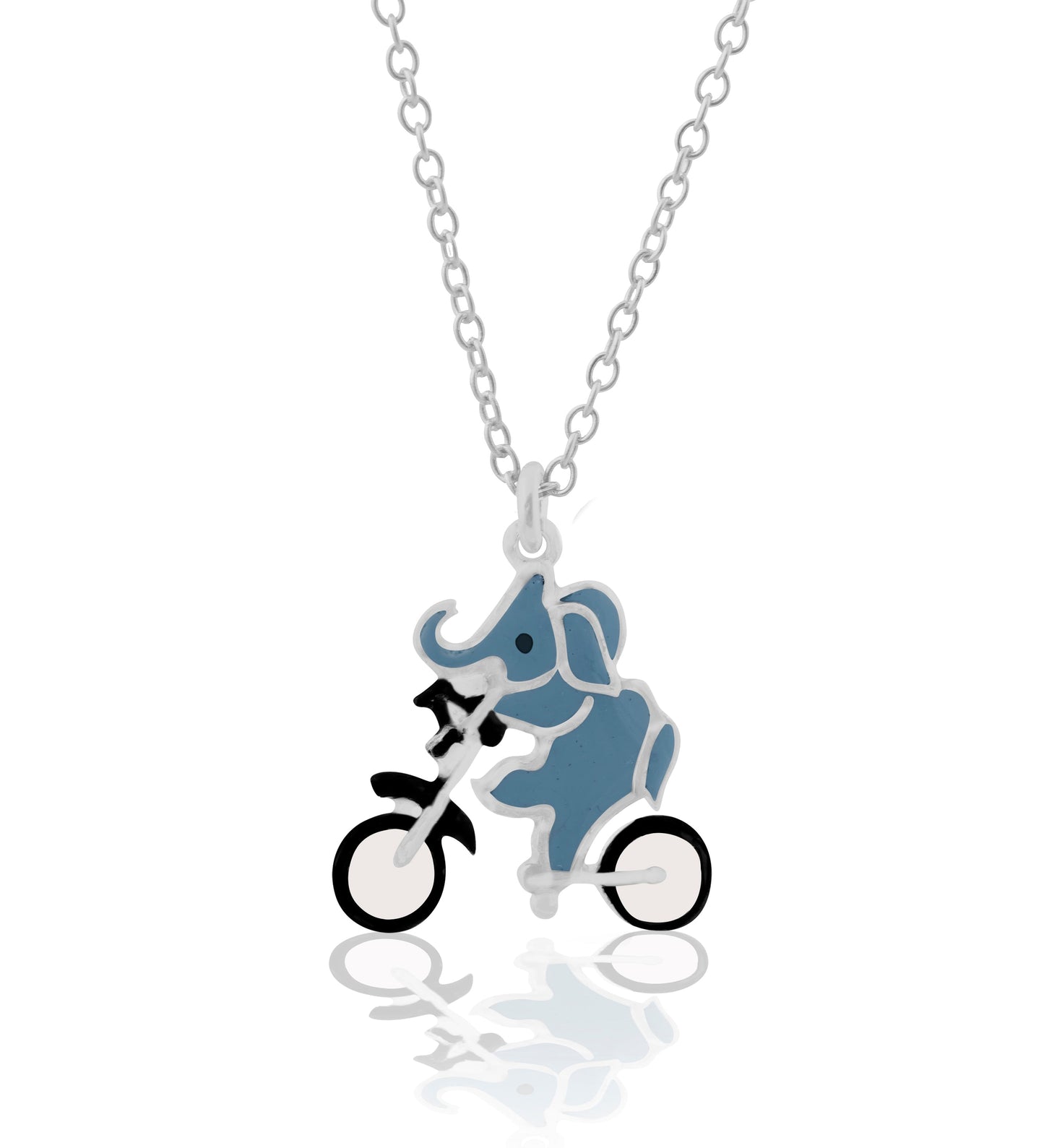 Elephant and Bicycle 925 Sterling Silver Pendant For Kids