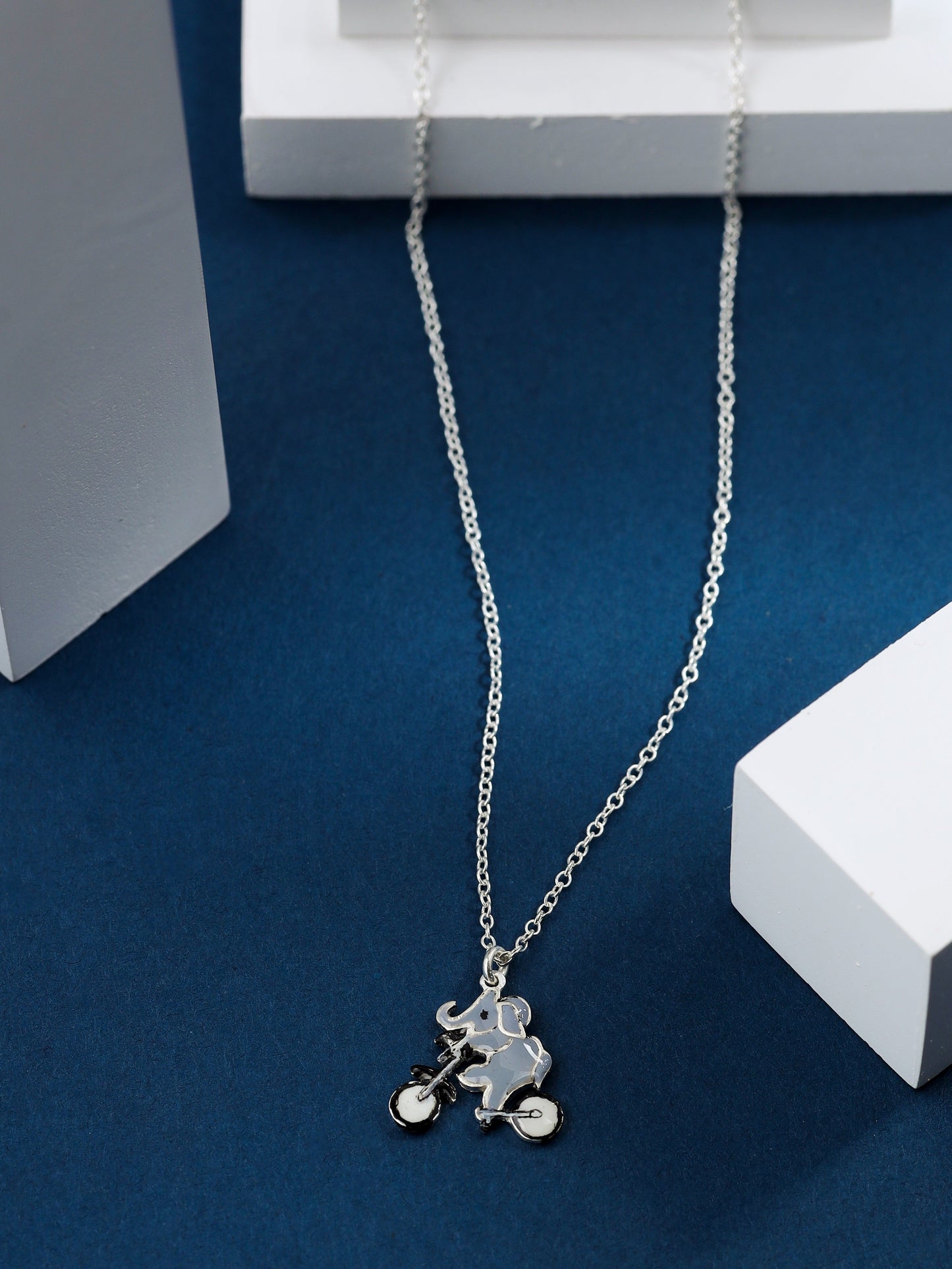 Elephant and Bicycle 925 Sterling Silver Pendant For Kids