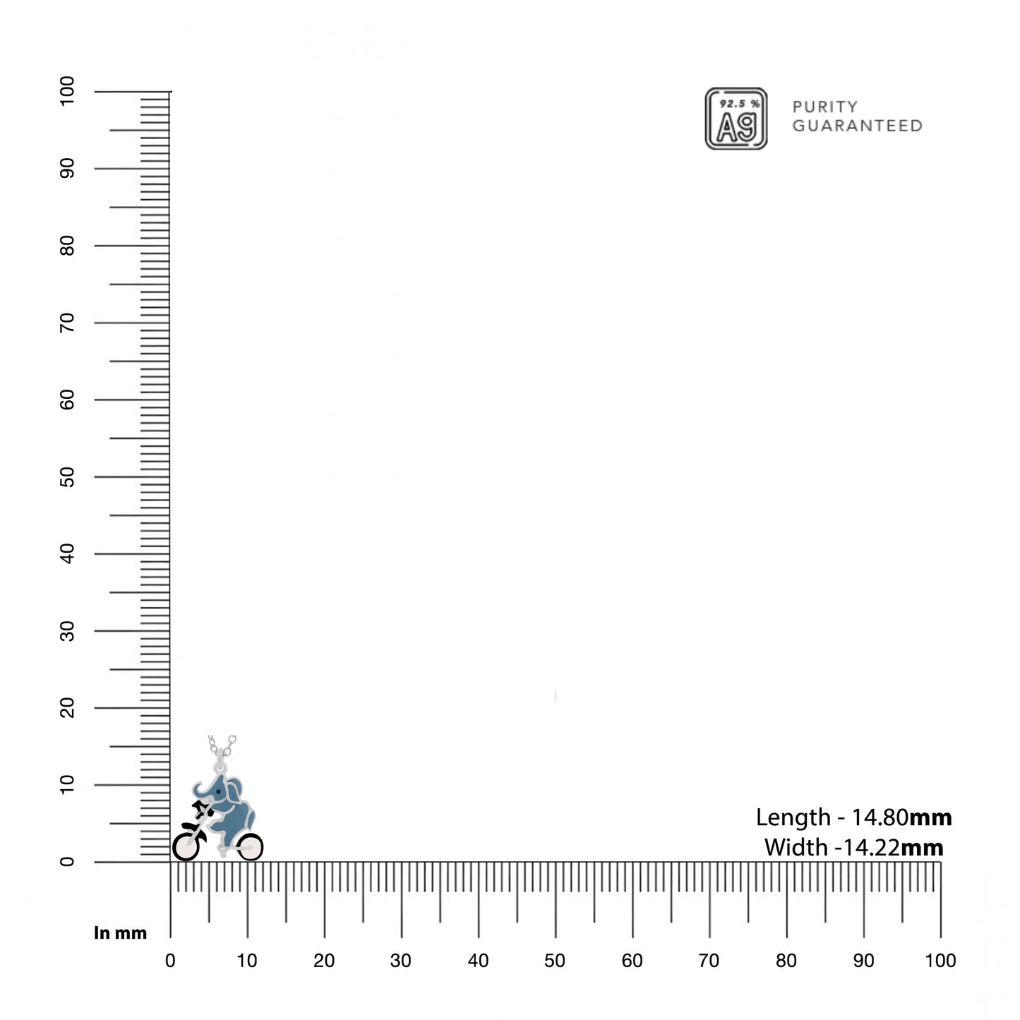 Elephant and Bicycle 925 Sterling Silver Pendant For Kids