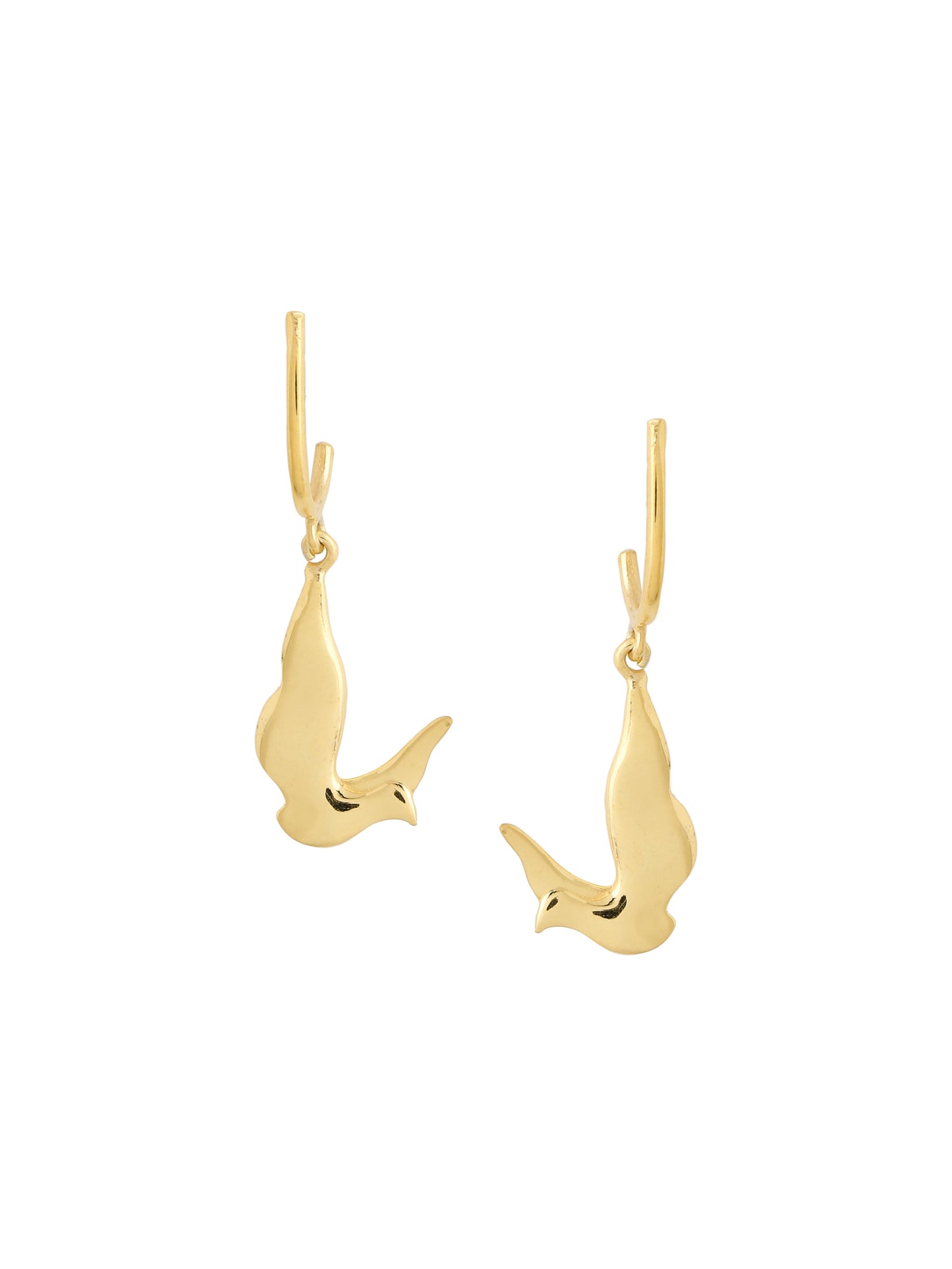 24K Golden Dove 925 Sterling Silver Earrings Danglers For Women