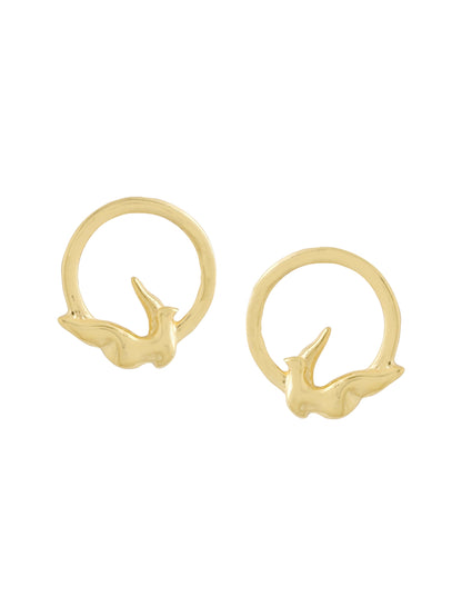 24K Gold-Plated Circle of Freedom 925 Sterling Silver Earrings For Women