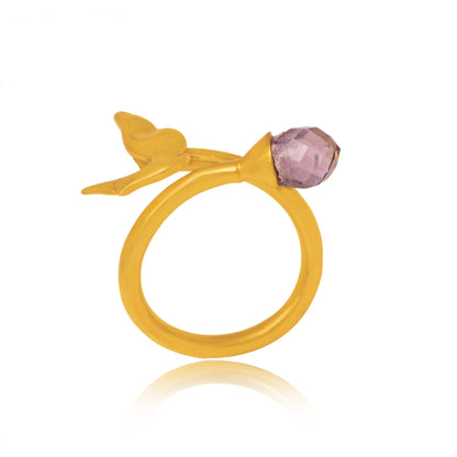 24K Gold-Plated Peace Ribbon 925 Sterling Silver Ring For Women