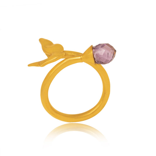 24K Gold-Plated Peace Ribbon 925 Sterling Silver Ring For Women