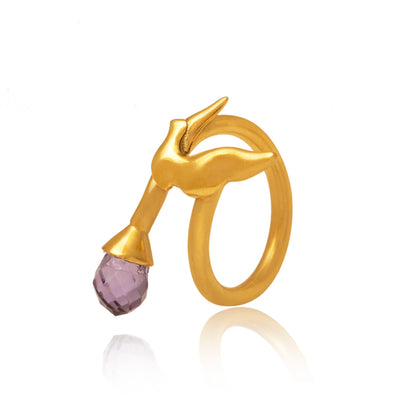 24K Gold-Plated Peace Ribbon 925 Sterling Silver Ring For Women