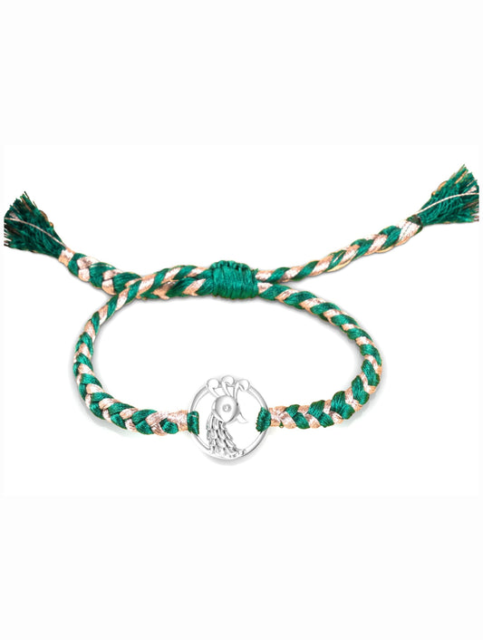 Silver Peacock Ring Rakhi