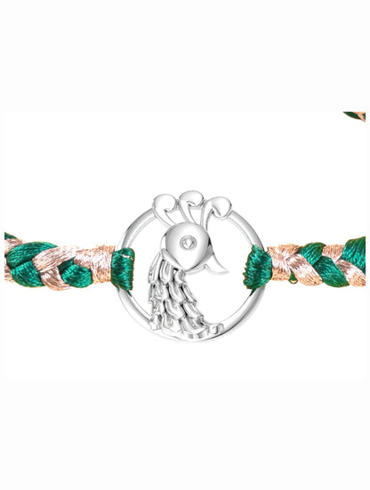 Silver Peacock Ring Rakhi