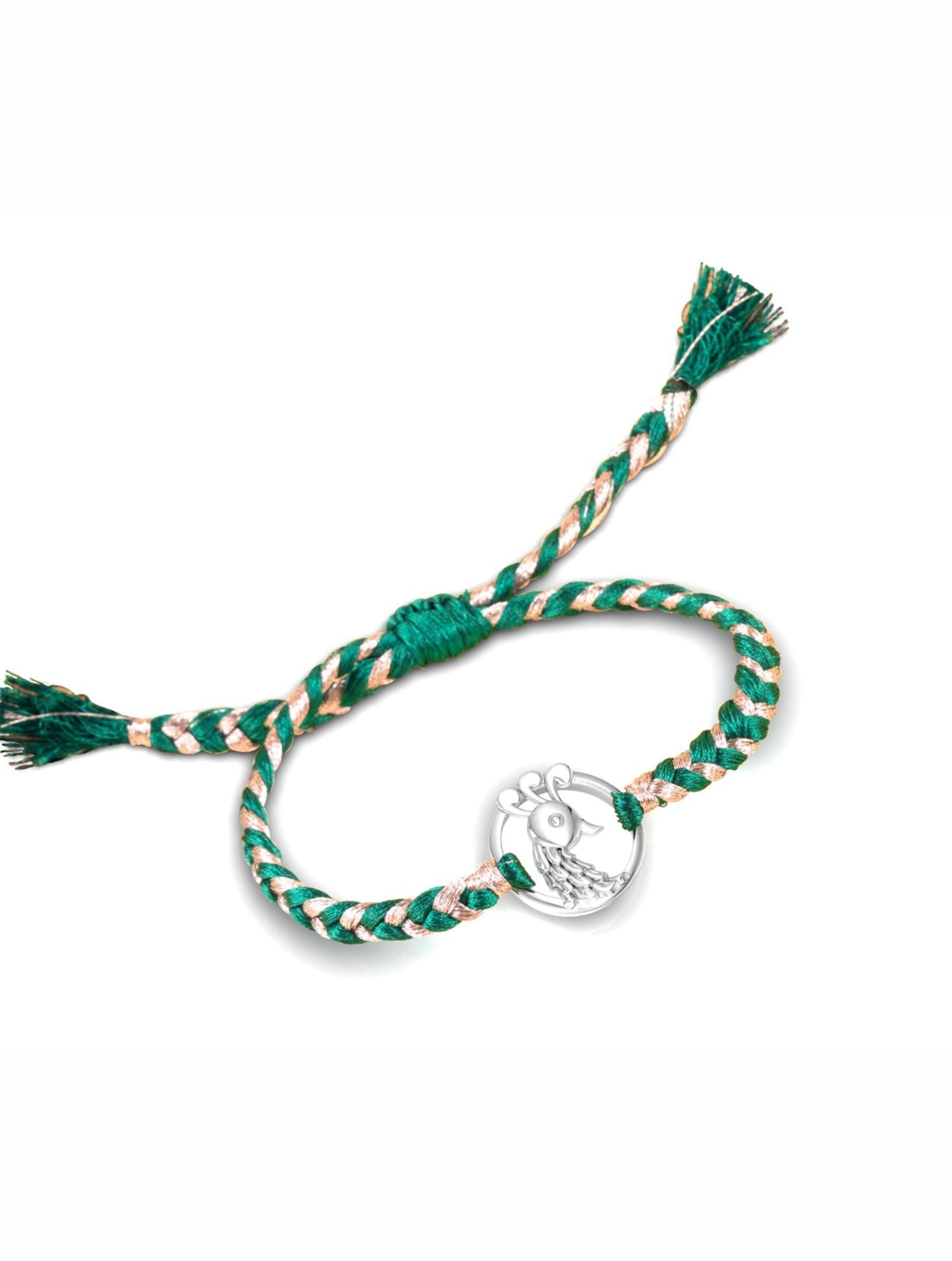 Silver Peacock Ring Rakhi