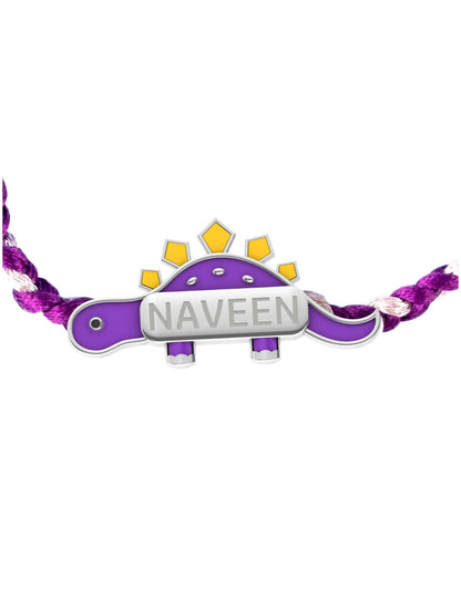 Silver Little Dinosaur Customisable Rakhi