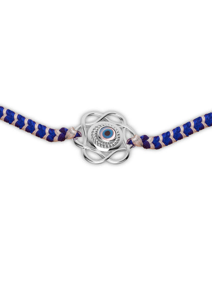 Silver Evil Eye Floral Rakhi