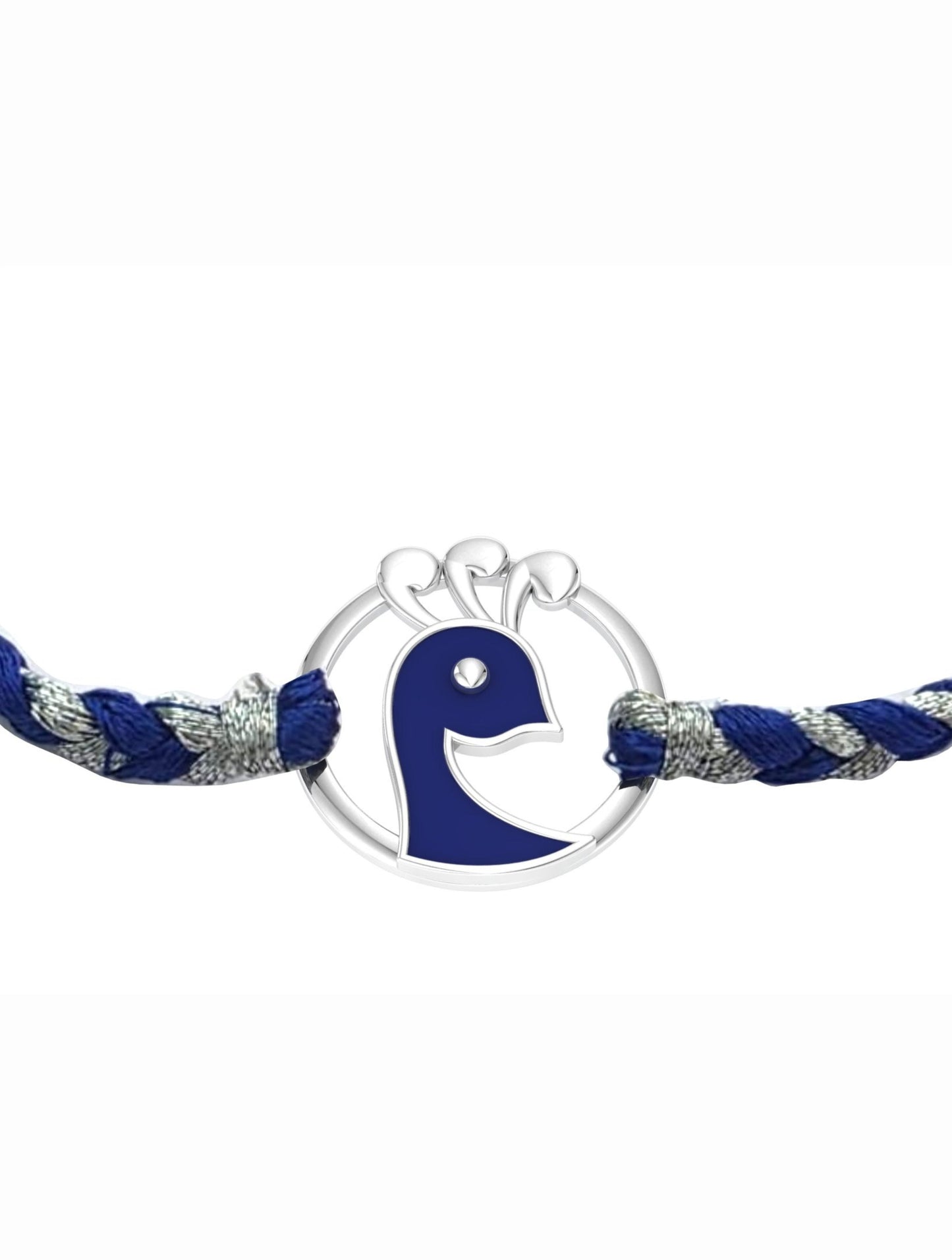 Silver Blue Peacock Rakhi