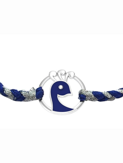 Silver Blue Peacock Rakhi