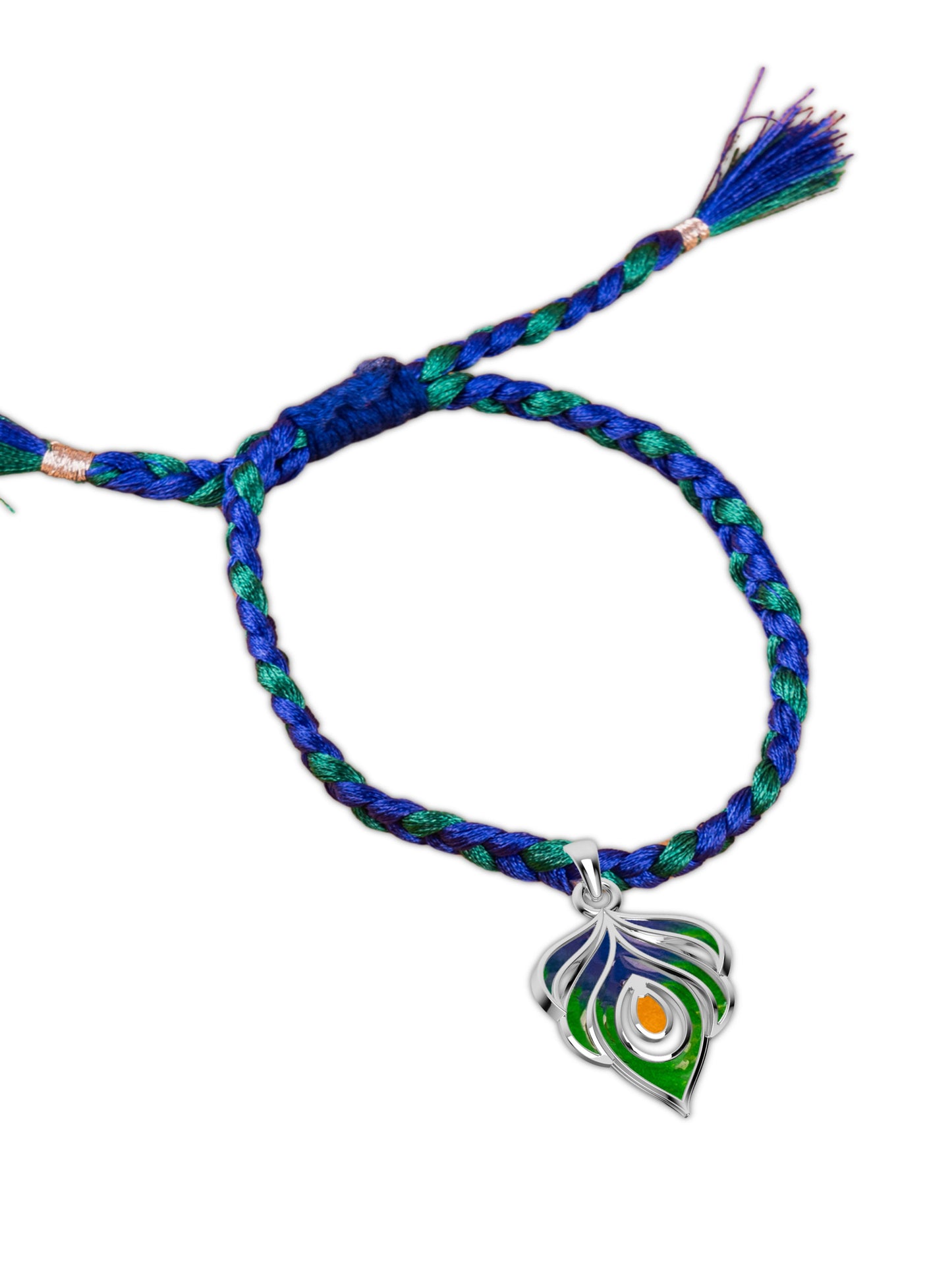 Silver Krishna Colourful Lumba Rakhi