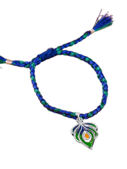 Silver Krishna Colourful Lumba Rakhi