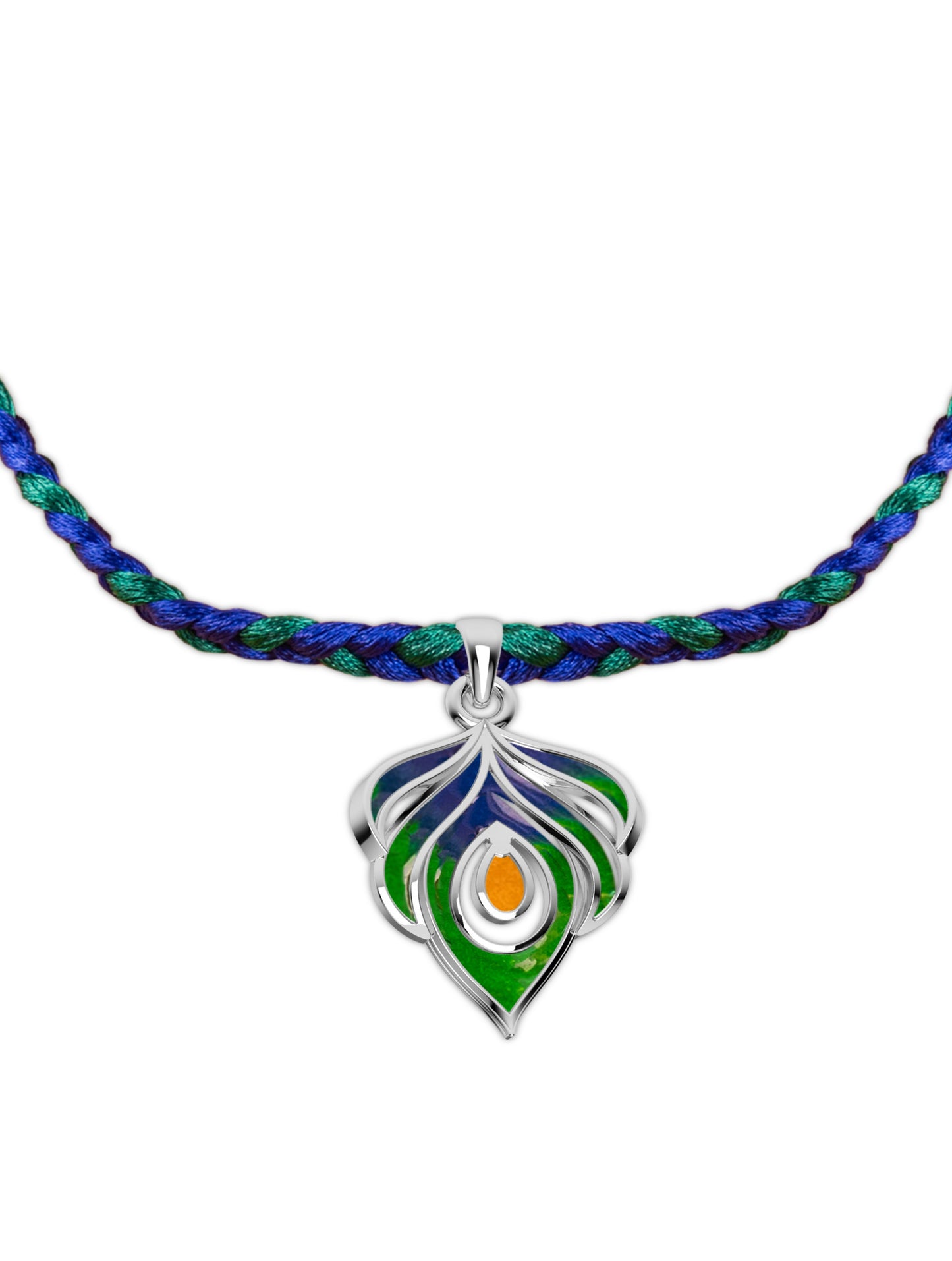 Silver Krishna Colourful Lumba Rakhi