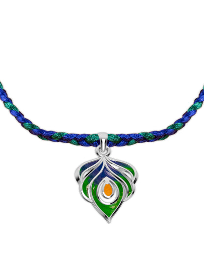 Silver Krishna Colourful Lumba Rakhi