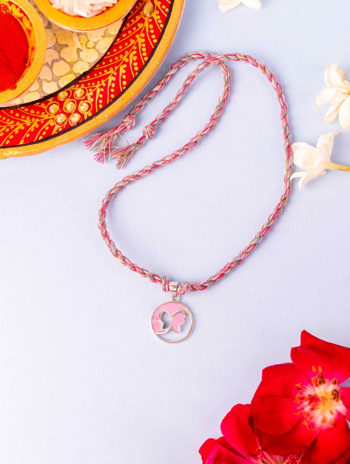 Half-n-half Enamel Butterfly Rakhi