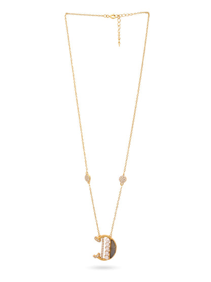 Labradorite Pearl Gold-plated Elegant 'D' Alphabet 925 Sterling Silver Pendant For Women