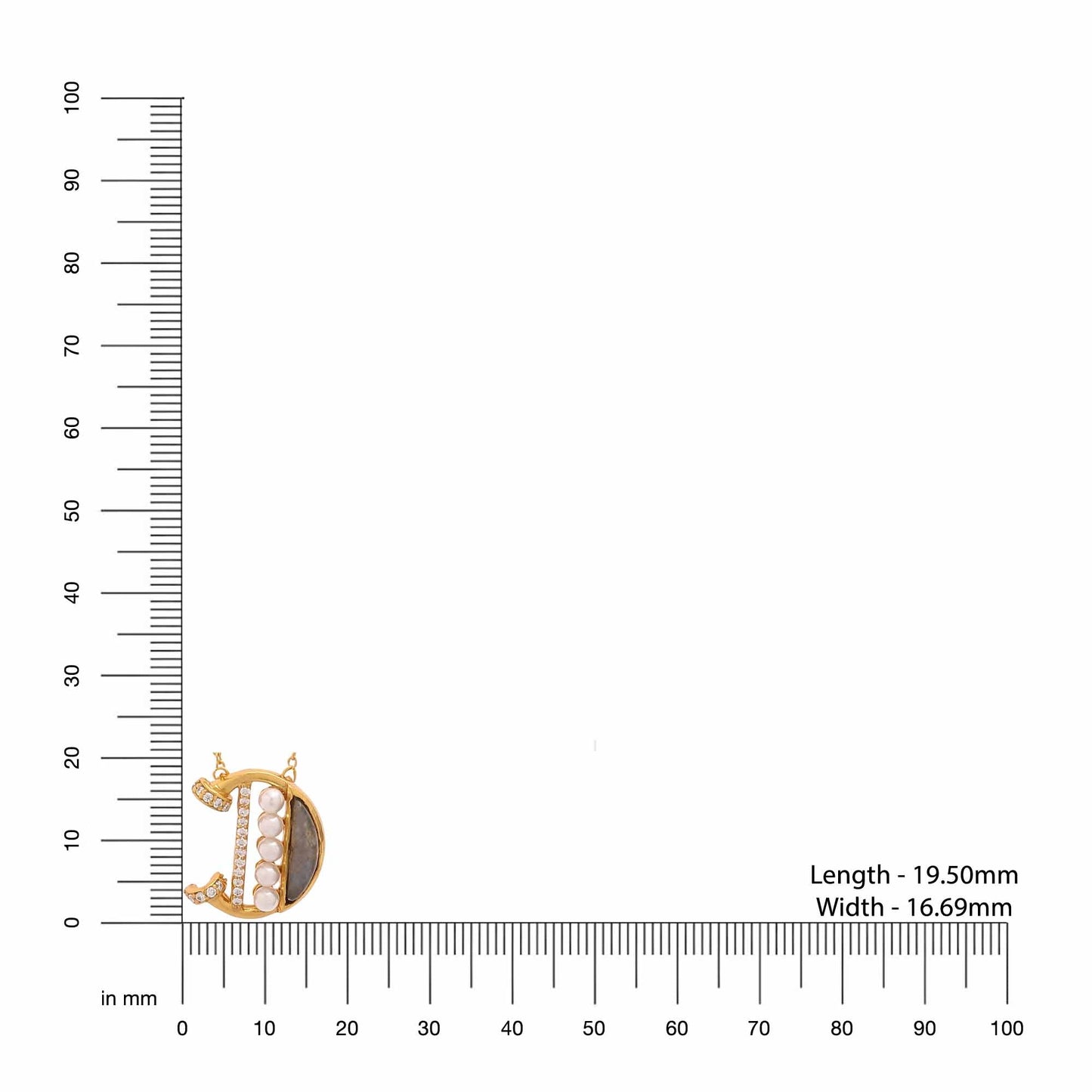 Labradorite Pearl Gold-plated Elegant 'D' Alphabet 925 Sterling Silver Pendant For Women