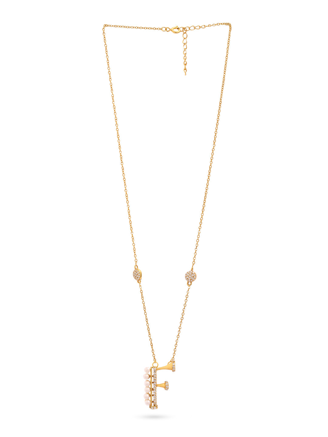 Pearl Gold-plated Charming 'F' Alphabet 925 Sterling Silver Pendant For Women