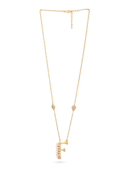 Pearl Gold-plated Charming 'F' Alphabet 925 Sterling Silver Pendant For Women