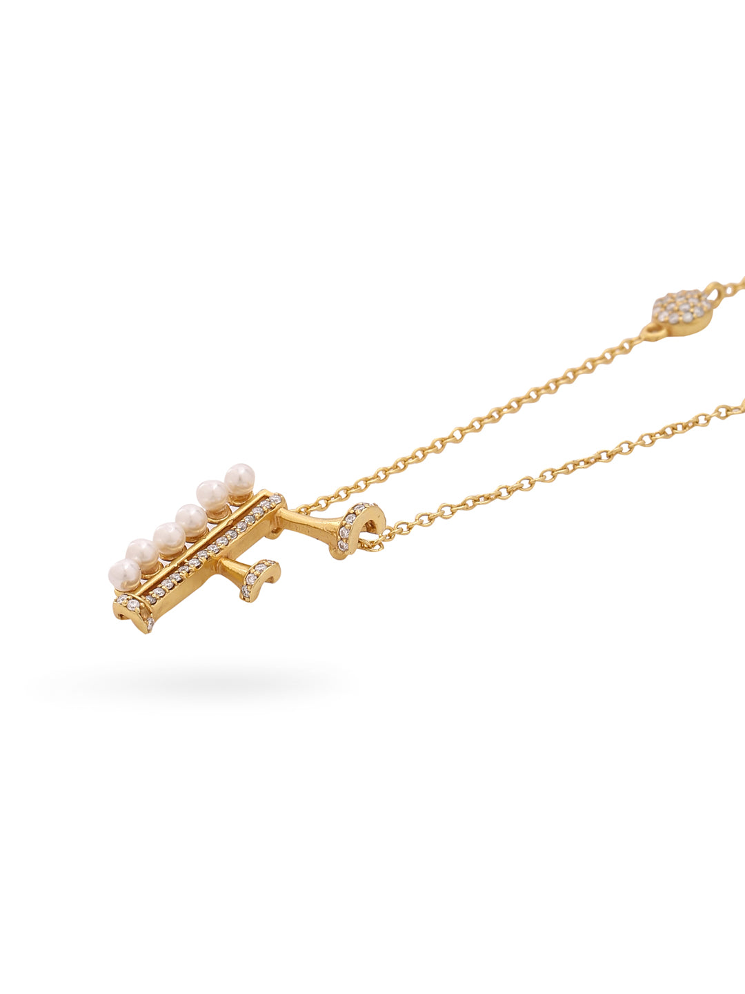 Pearl Gold-plated Charming 'F' Alphabet 925 Sterling Silver Pendant For Women