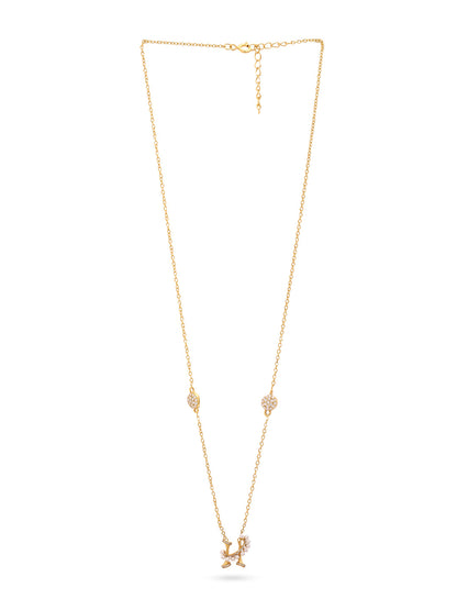 Labradorite Pearl Gold-plated Elegant 'H' Alphabet 925 Sterling Silver Pendant For Women