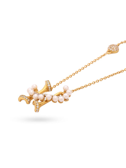 Labradorite Pearl Gold-plated Elegant 'H' Alphabet 925 Sterling Silver Pendant For Women