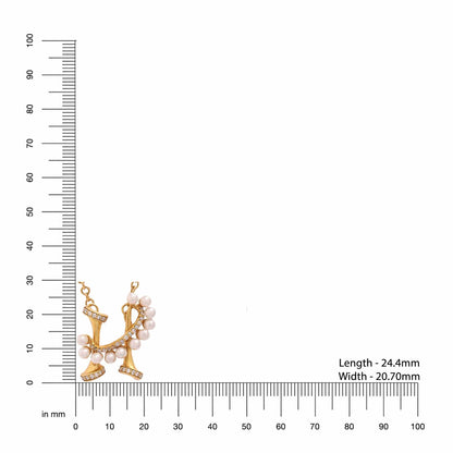 Labradorite Pearl Gold-plated Elegant 'H' Alphabet 925 Sterling Silver Pendant For Women