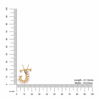 Labradorite Pearl Gold-plated Charming 'J' Alphabet 925 Sterling Silver Pendant For Women