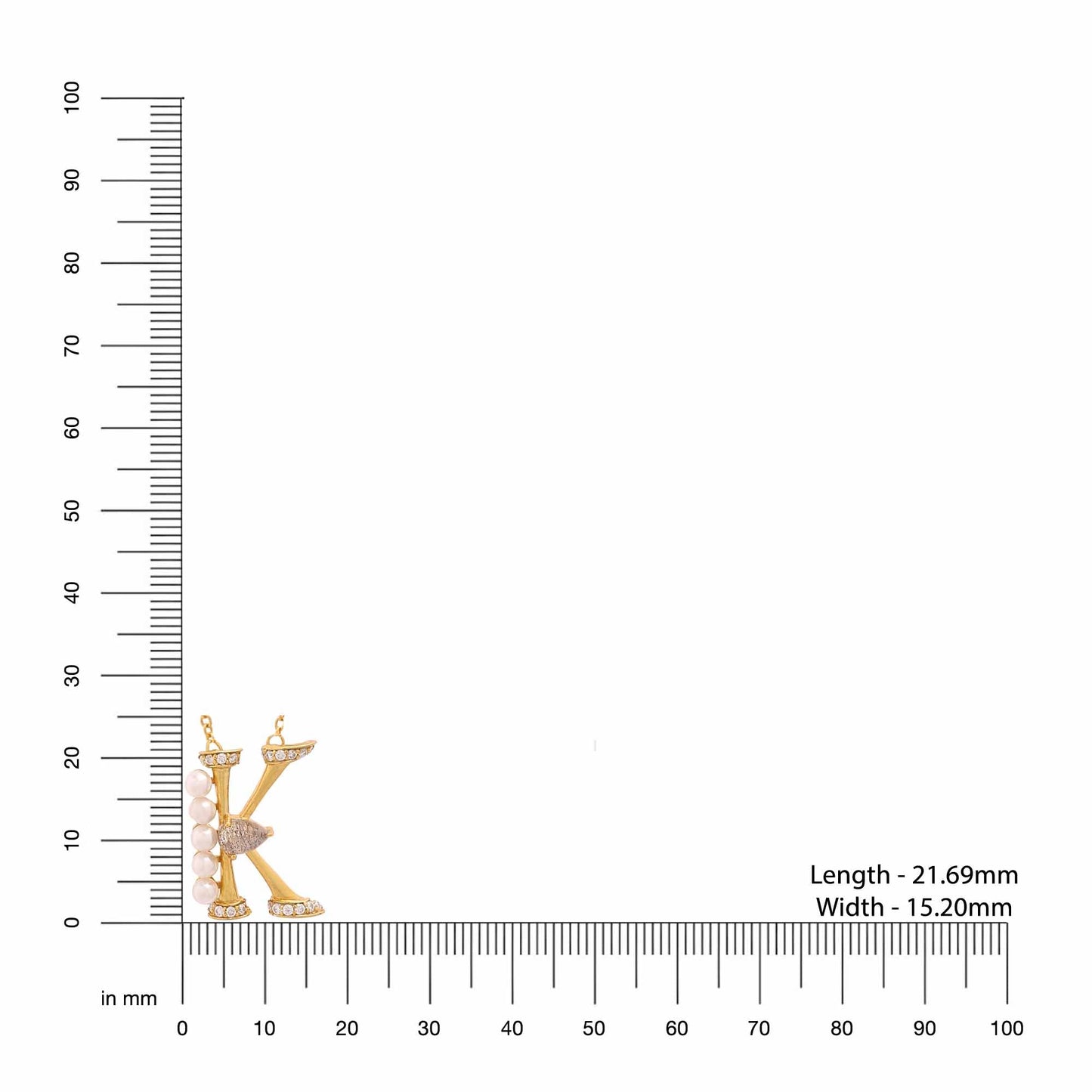 Labradorite Pearl Gold-plated Intricate 'K' Alphabet 925 Sterling Silver Pendant For Women