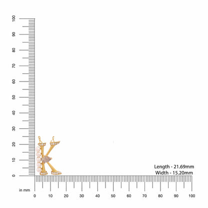 Labradorite Pearl Gold-plated Intricate 'K' Alphabet 925 Sterling Silver Pendant For Women