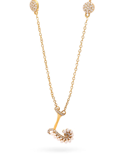 Pearl Gold-plated Sophisticated 'L' Alphabet 925 Sterling Silver Pendant For Women