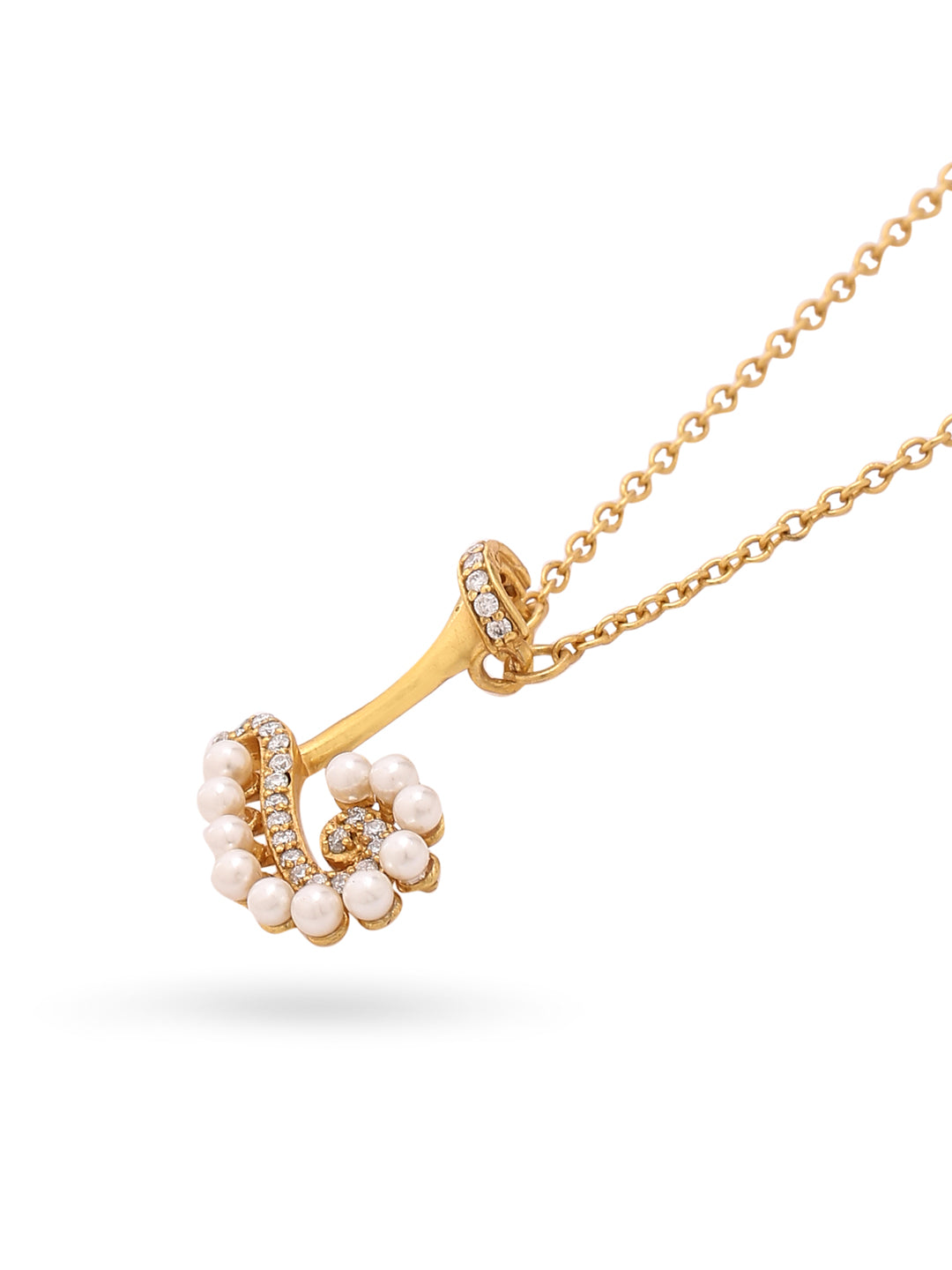 Pearl Gold-plated Sophisticated 'L' Alphabet 925 Sterling Silver Pendant For Women