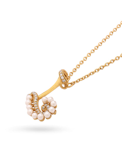 Pearl Gold-plated Sophisticated 'L' Alphabet 925 Sterling Silver Pendant For Women