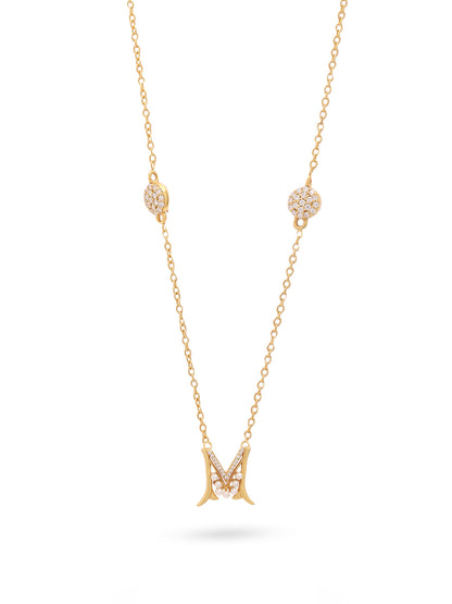 Pearl Gold-plated Elegant 'M' Alphabet Pendant 925 Sterling Silver Pendant For Women