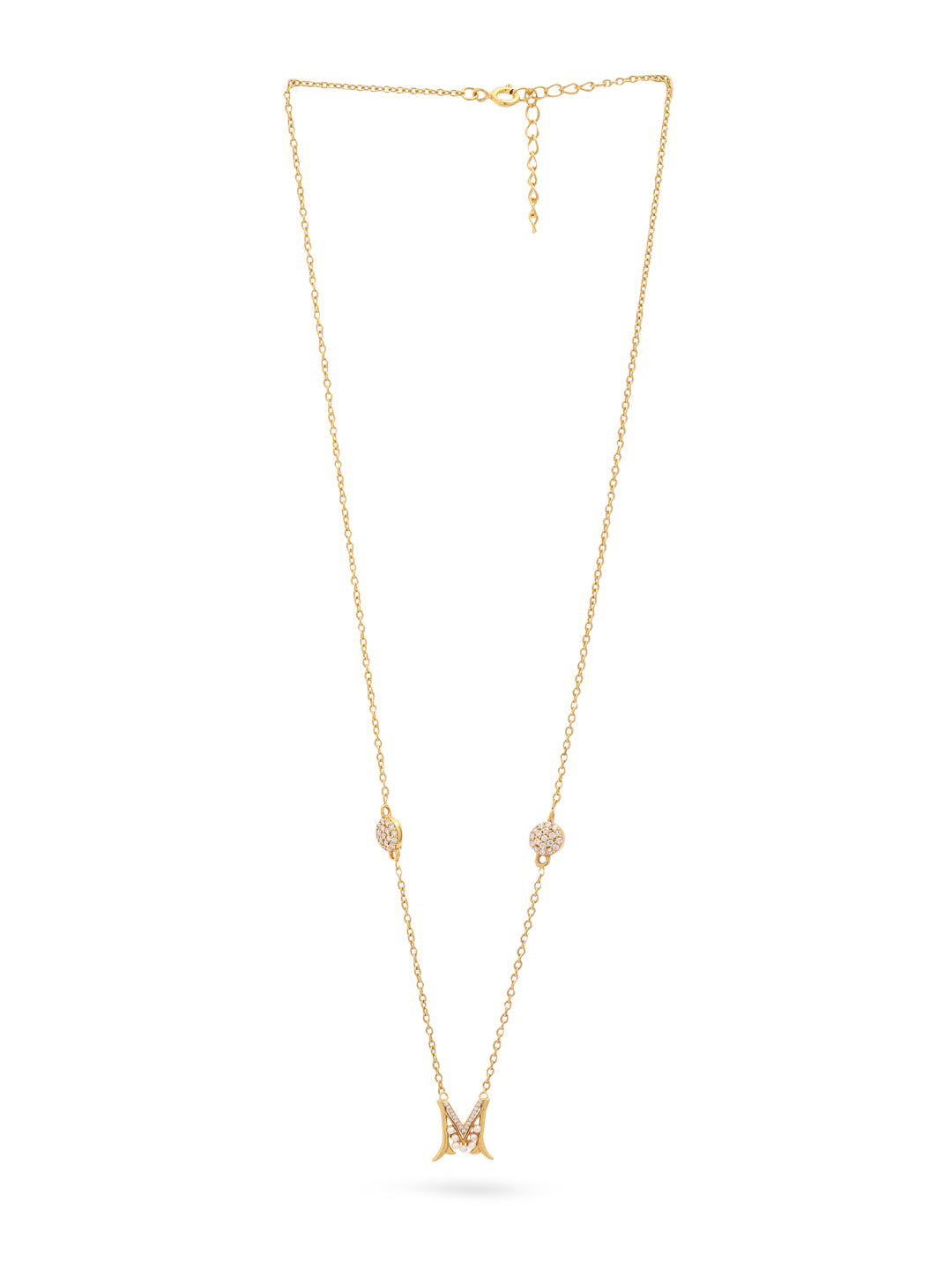 Pearl Gold-plated Elegant 'M' Alphabet Pendant 925 Sterling Silver Pendant For Women