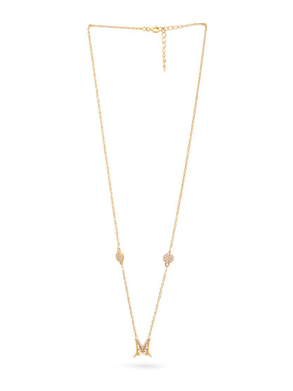 Pearl Gold-plated Elegant 'M' Alphabet Pendant 925 Sterling Silver Pendant For Women