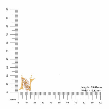 Pearl Gold-plated Personalized 'N' Alphabet 925 Sterling Silver Pendant For Women