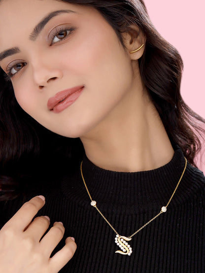 Pearl Gold-plated Radiant 'S' Alphabet 925 Sterling Silver Pendant For Women