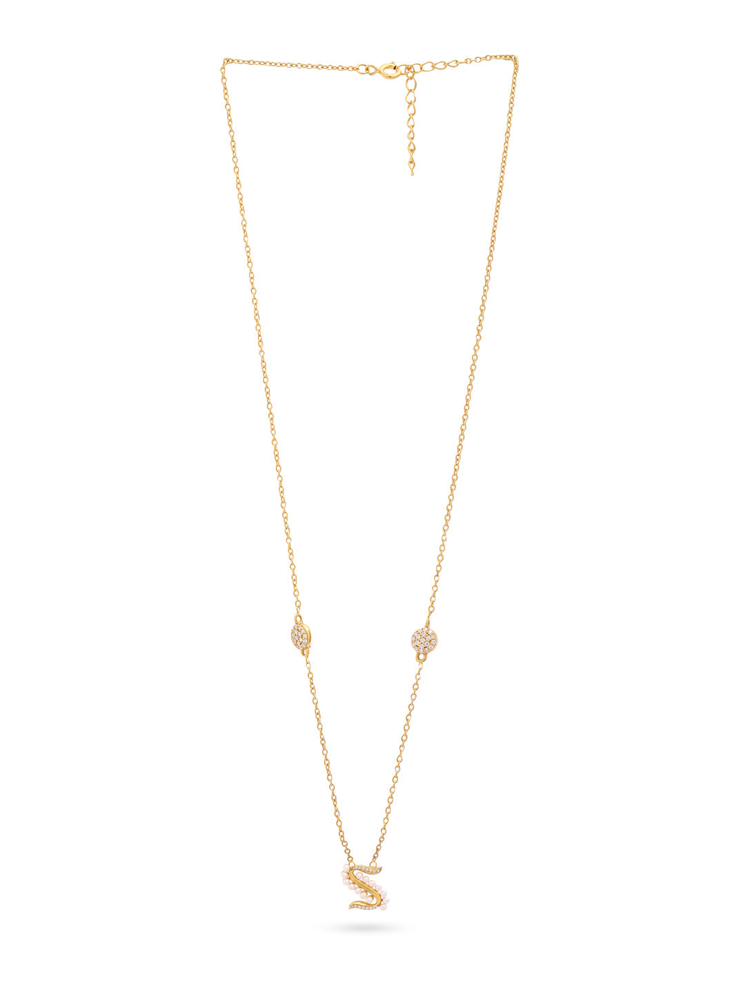 Pearl Gold-plated Radiant 'S' Alphabet 925 Sterling Silver Pendant For Women