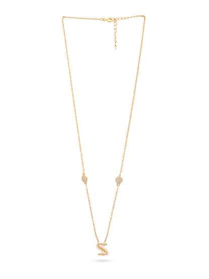 Pearl Gold-plated Radiant 'S' Alphabet 925 Sterling Silver Pendant For Women