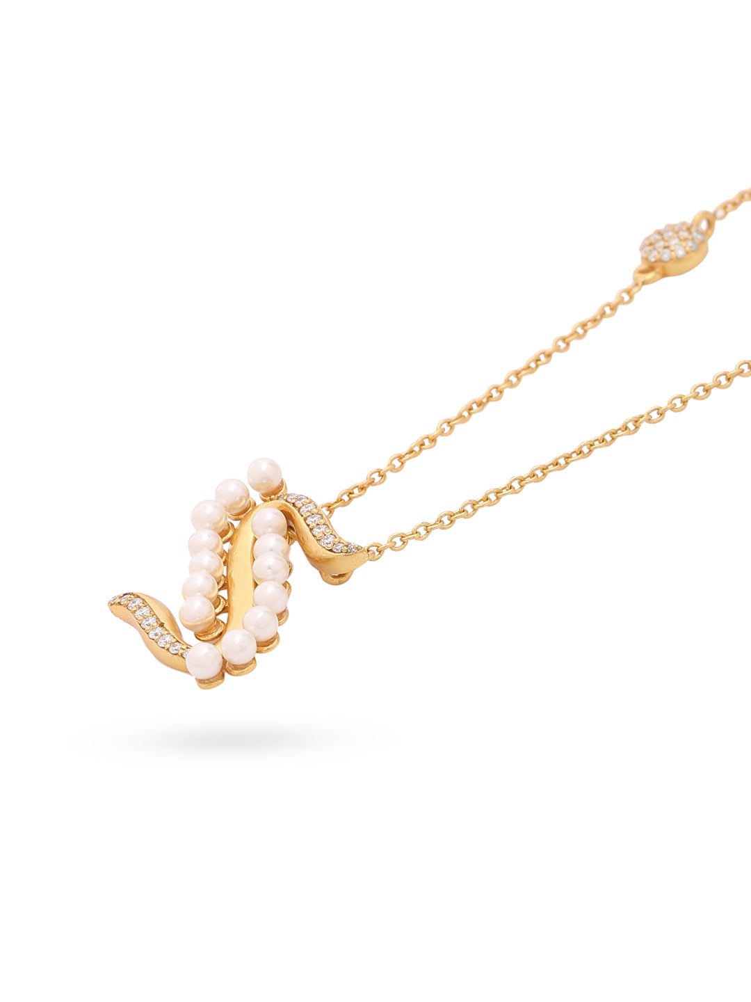 Pearl Gold-plated Radiant 'S' Alphabet 925 Sterling Silver Pendant For Women
