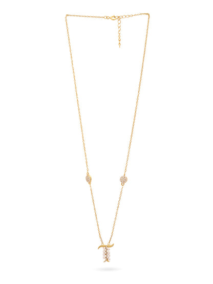 Pearl Gold-plated Dazzling 'T' Alphabet 925 Sterling Silver Pendant For Women