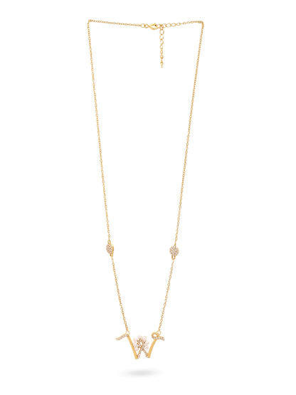 Pearl Gold-plated gorgeous 'W' Alphabet 925 Sterling Silver Pendant For Women