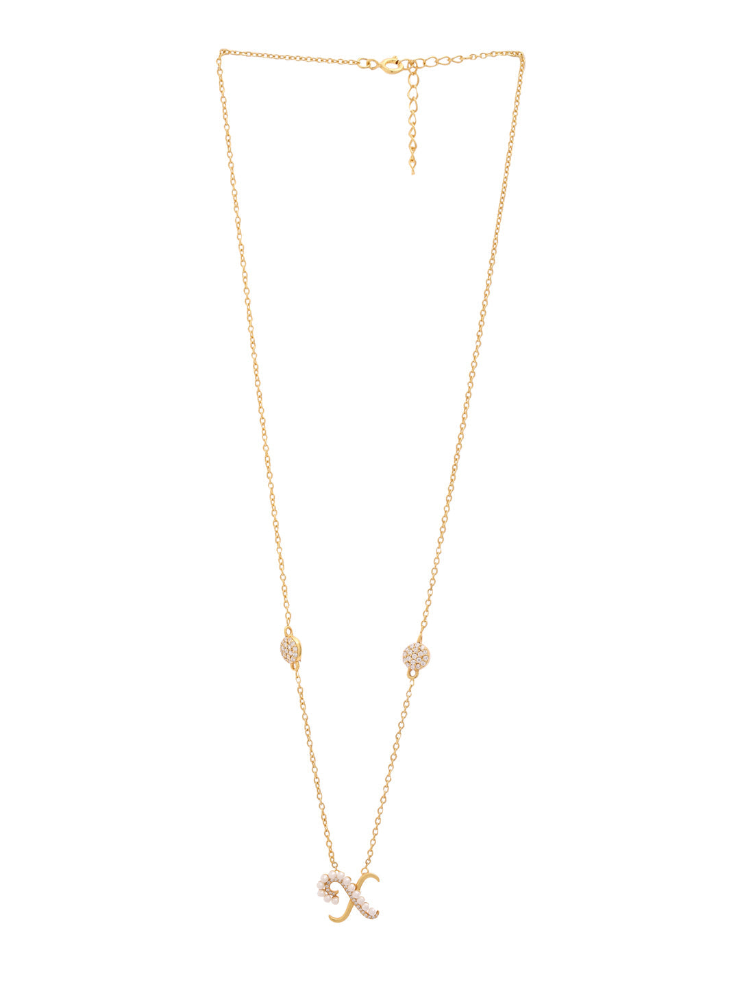 Pearl Gold-plated Charming 'X' Alphabet 925 Sterling Silver Pendant For Women